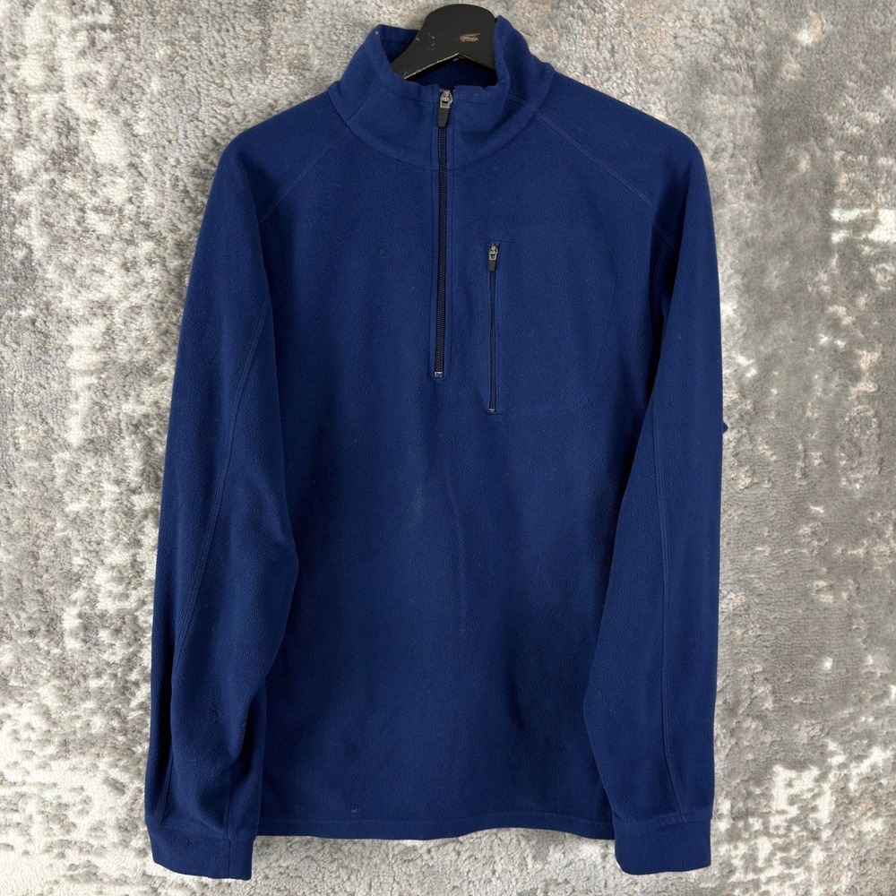 L.L.Bean Size M 1/4 Zip Fleece Pullover Sweater Blue Long Sleeve Men